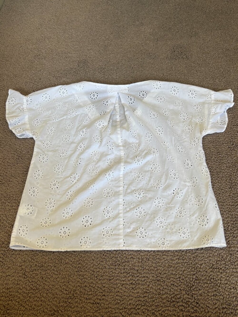 Madewell White Eyelet Ruffle Sleeve Top – Small - Picture 2 of 8